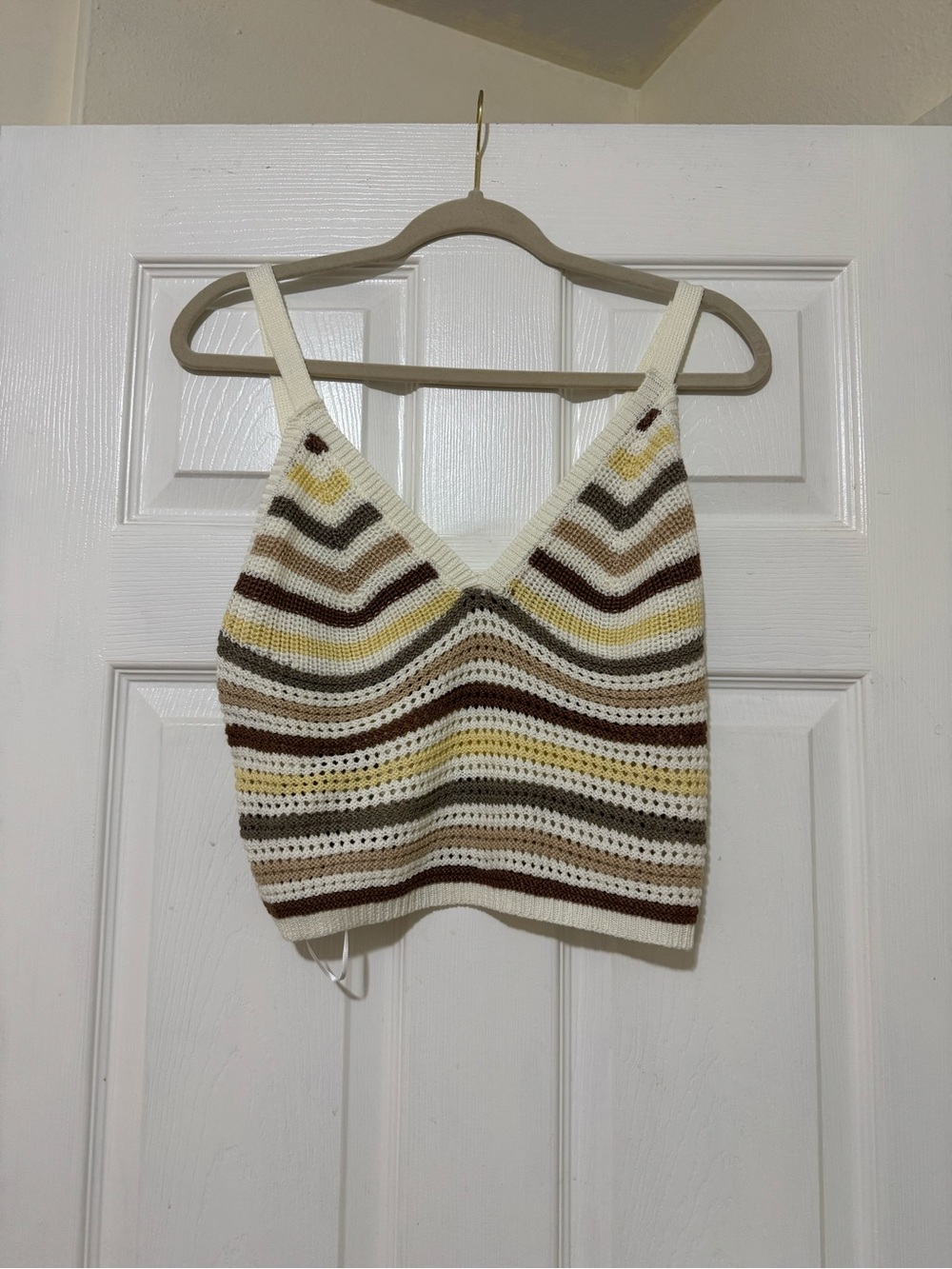 NWT Striped Crochet Cropped Tank